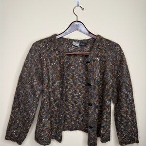 Vintage Paul Et Duffier Women’s Mohair Textured Speckled Brown Button Cardigan M